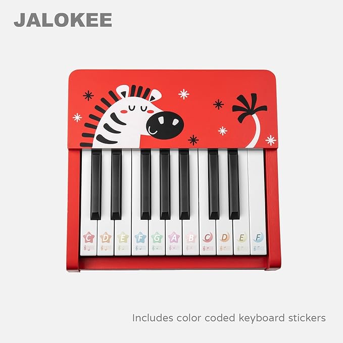 Kids Piano Keyboard, 18 Keys Digital Piano for Kids, Mini Music Educational Instrument Toy, Wood Toy for Toddlers Girls Boys (Red)