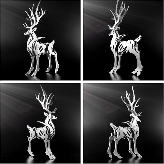 3D Metal Model Kits, Mechanical Larger Elk 3D Metal Puzzle,Steel Mythology Animal Series DIY Brain Teasers Simple 3D Puzzles Home Decor Art Craft Gifts Toys for Adult