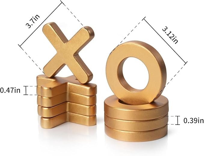 Classic Tic Tac Toe Game, Strategy and Fun Games for Kids, Tabletop Board Games, Party Favours for Kids，Golden Tic-Tac-Toe Board Temperament Home Décor,Gold