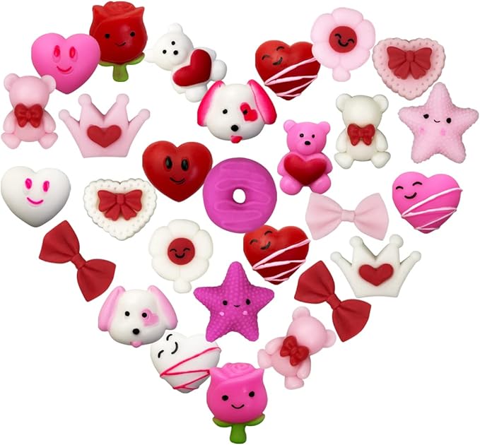Anditoy 100 PCS Valentines Mochi Squishy Toys Squishies for Kids School Class Classroom Valentines Cards Gifts Day Prizes Party Favors