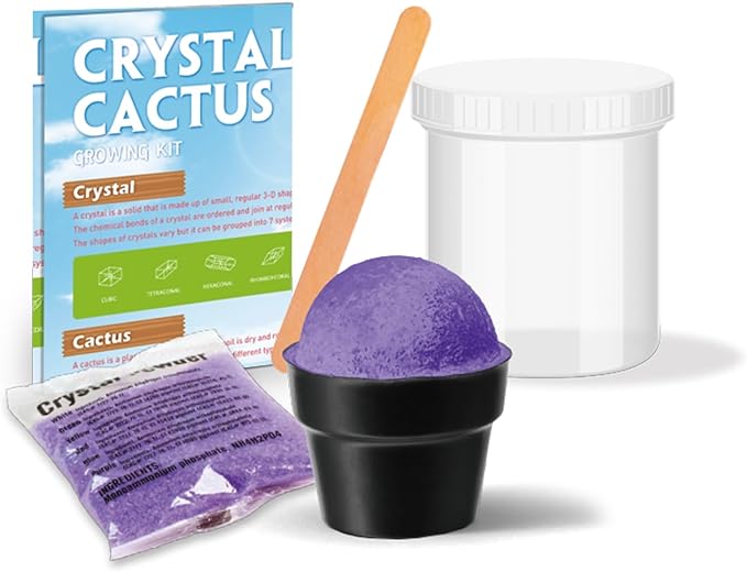Crystal Growing Kit for Kids, Cactus-Purple DIY Crystal Science Experiment Set, Grow Your Own Crystals, STEM Educational Chemistry Kit for Boys & Girls Ages 6-12, Fun Science Lab Gift for Kids