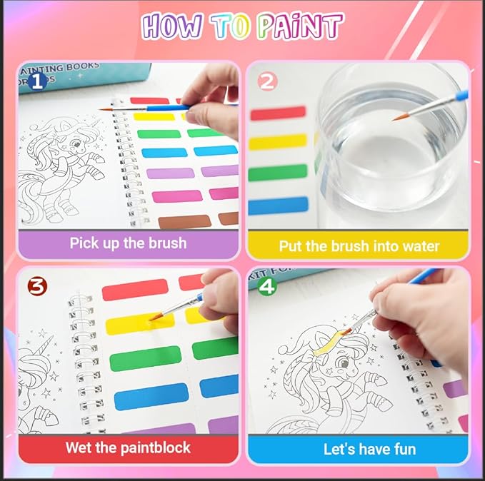 Elover 24 Pack Water Coloring Book for Kids Party Favors Bulk Coloring Books Painting Drawing Set for Kids Ages 4-8 Birthday Arts and Crafts Goodie Bag Stuffers School Activities Set