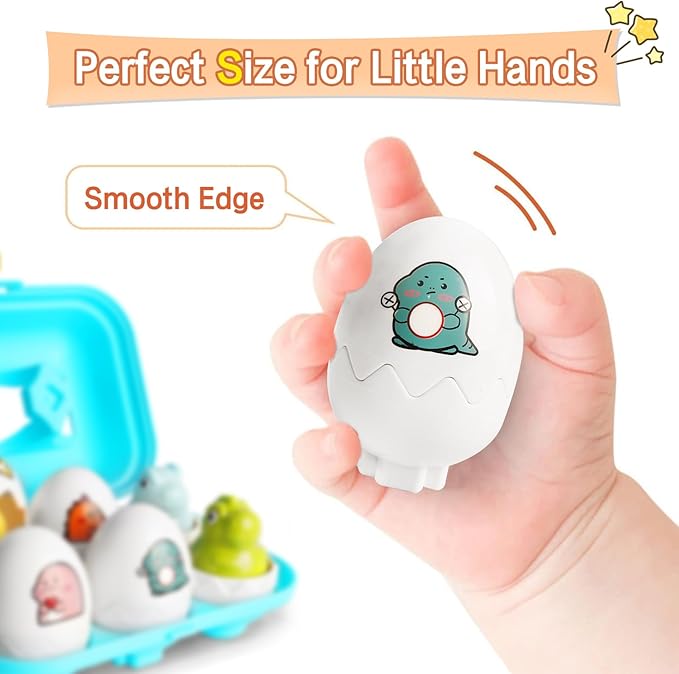 Hide & Squeak Dinosaur Eggs, Tinabless Montessori Sorting & Matching Learning Toys for Toddlers Kids Boys Girls, Easter Basket Stuffers Gifts Party Favors
