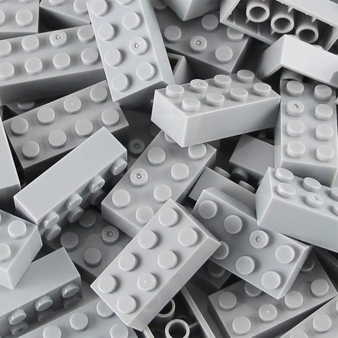Feleph 100pcs 2x4 Bricks Light Grey Gray Building Blocks Set Toy Accessories Combine with Major Brick Brands