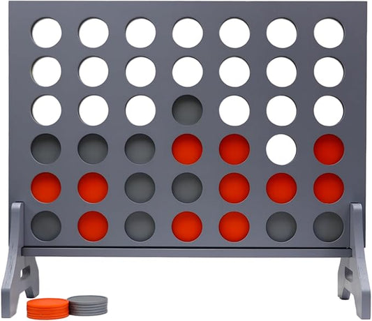 Tailgating Pros Premium Grey Giant Four in a Row with Carrying Case - Jumbo Oversized Outdoor Yard Game - Connect Multiple Pucks in a Row to Win - Many Puck Colors Available!