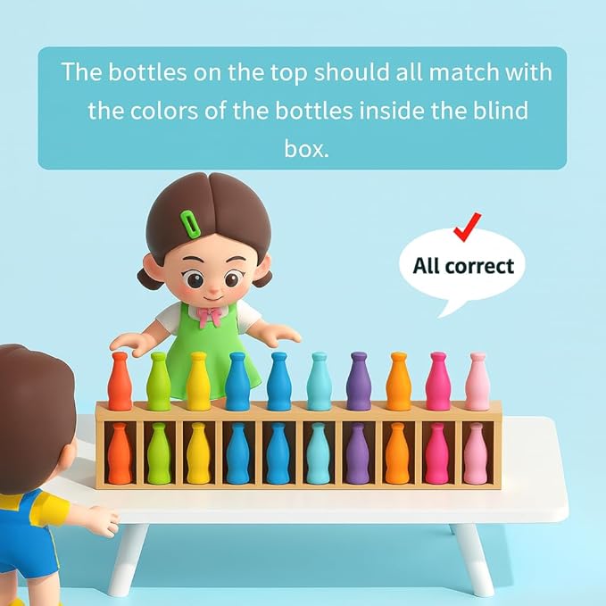 Bottle Color Match Game, Fun Family Board Game for Kids 8-12, 2-4 Player Bottle flip Game for Kids and Adults, Perfect for Travel Camping Holidays Party Night