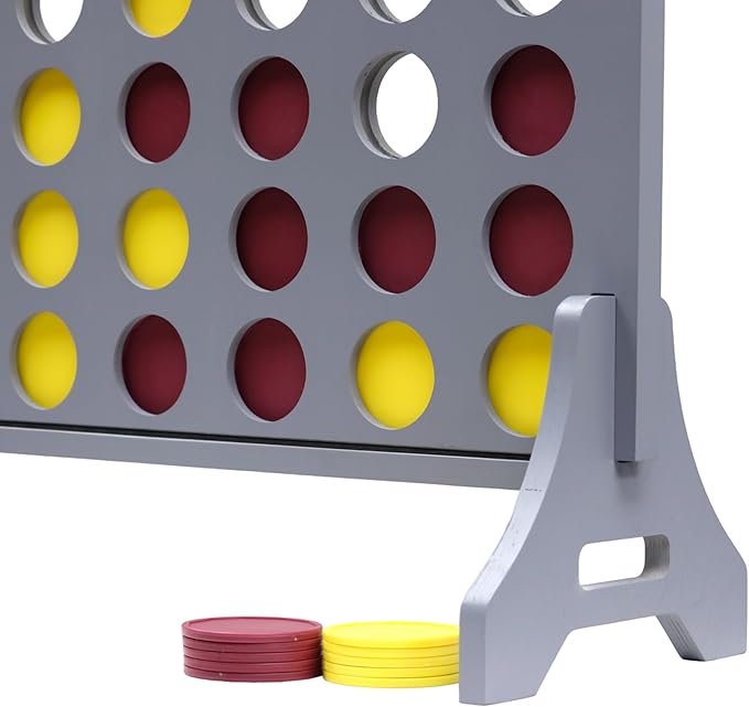 Tailgating Pros Premium Grey Giant Four in a Row with Carrying Case - Jumbo Oversized Outdoor Yard Game - Connect Multiple Pucks in a Row to Win - Many Puck Colors Available!