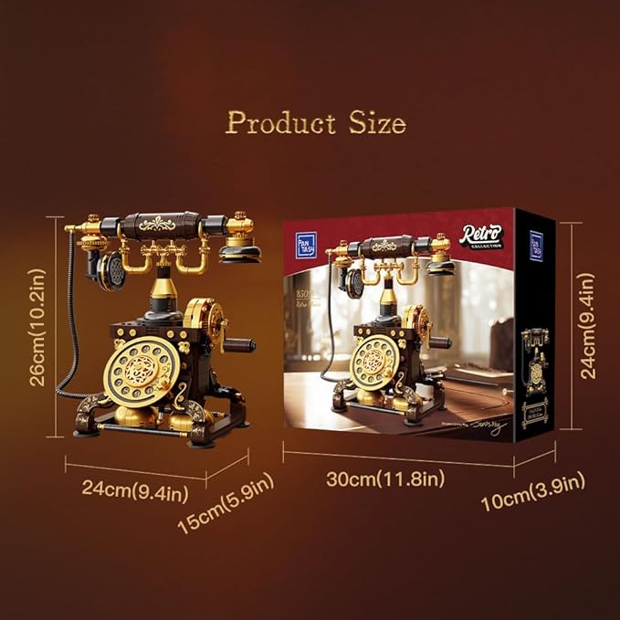 PANTASY Retro Phone Building Blocks Set for Adults, Vintage DIY Telephone Model Kit with Realistic Design, Creative Home Decor Gift, Ideal Gifts for Collectors & Hobbyists