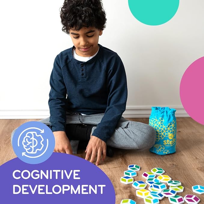 Mobi Stello Color Matching Game - Family Friendly Tile Matching Game, Colorful Plastic Tiles Learning Activities for Ages 5 and Up, 48 Tiles and More Than 5 Ways to Play for 1-4 Players