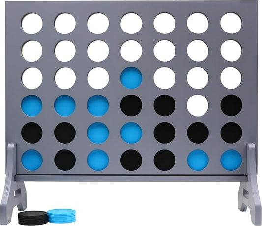 Tailgating Pros Premium Grey Giant Four in a Row with Carrying Case - Jumbo Oversized Outdoor Yard Game - Connect Multiple Pucks in a Row to Win - Many Puck Colors Available!