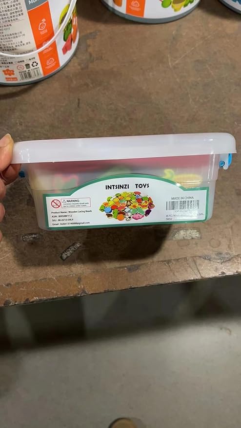 46 PCS Montessori Wooden Lacing Beads Toys for Toddlers,Educational Stringing Animals Fruits Farm Threading Beads Preschool Learning Toys for Kids 3 4 5 6 Year Old Boys Girls…