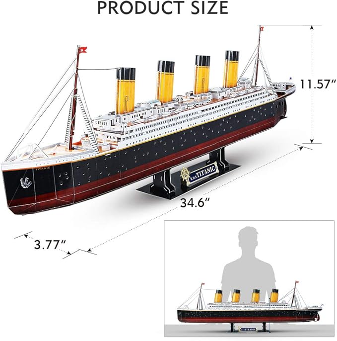 CubicFun Titanic 3D LED Puzzles for Adults 88 CM 266 Pieces,Titanic Toys for Teens, Home Decor Birthday Gifts Adults Teacher Gift Dad's Gift