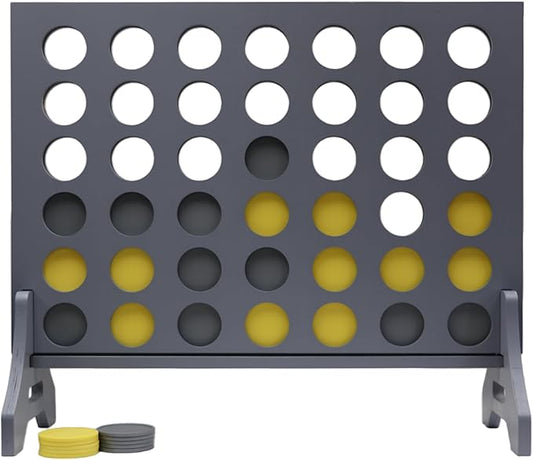 Tailgating Pros Premium Grey Giant Four in a Row with Carrying Case - Jumbo Oversized Outdoor Yard Game - Connect Multiple Pucks in a Row to Win - Many Puck Colors Available!