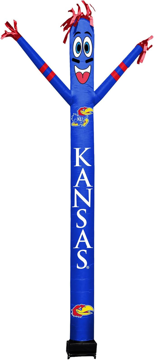 NCAA Kansas (KU) Football Wacky Waving Inflatable Tube Guy with LED Lights & Built-in Blower - 6" x 36" x 96" Inflatable Tube Man Crazy Sports Fan Outdoor Party Decoration