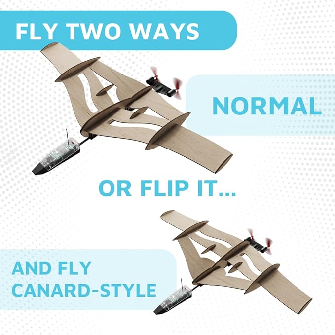 POWERUP New STARFLUX DIY Balsa Wood RC Airplane Kit – Build & Fly Smartphone Controlled Plane 4.0 | Made in USA, 2-in-1 Design, STEM Kit for Teens & Hobbyists