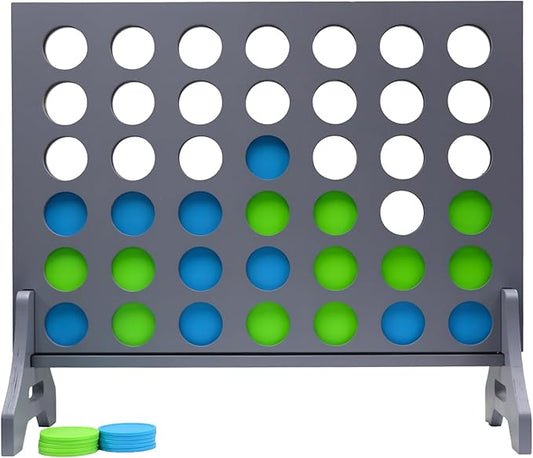 Tailgating Pros Premium Grey Giant Four in a Row with Carrying Case - Jumbo Oversized Outdoor Yard Game - Connect Multiple Pucks in a Row to Win - Many Puck Colors Available!