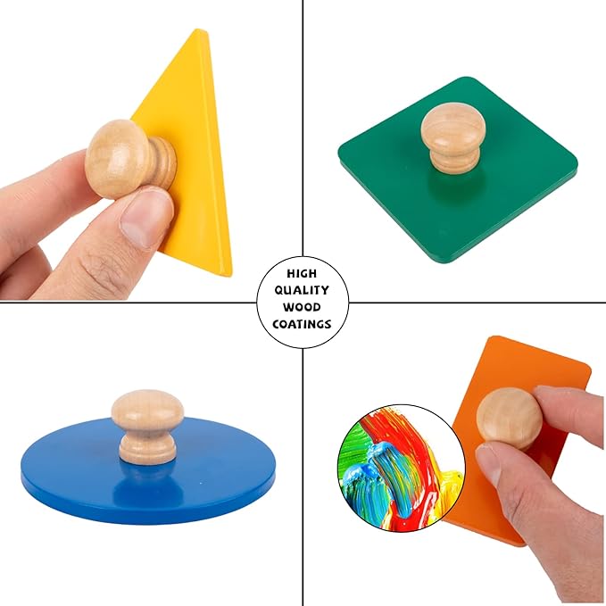 Montessori Toys for Babies 6-12 Months Wooden Shape Puzzles for Toddlers 1-3,Jumbo Knob Baby Puzzles for Easy Grasp,Color & Shape Sorter - Montessori Puzzle Preschool Learning Toys(5 Geometric Shape)