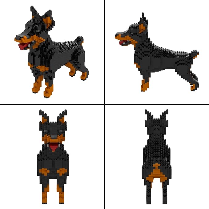 Larcele Micro Building Blocks Animal Set, DIY Mini 3D Building Toy Bricks,957 Pieces KLJM-05(Dobermann)