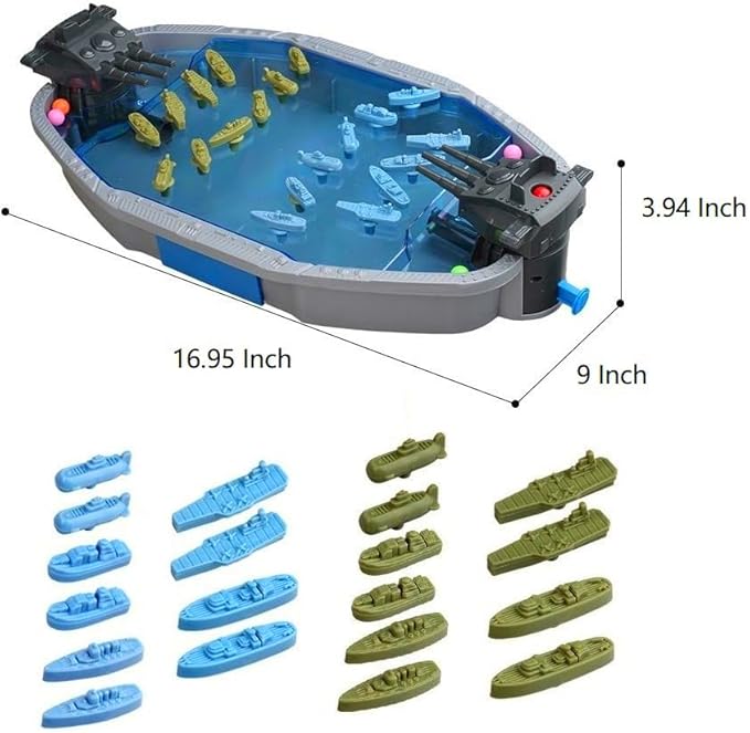 Naval Battleships Shooting Game, Tabletop Warships Shot Game for 2 Players, Battle Competitive Toy for Age 6+, Fun for Family, Office, School