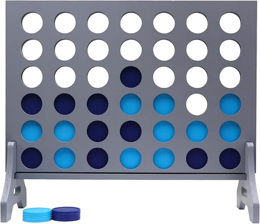Tailgating Pros Premium Grey Giant Four in a Row with Carrying Case - Jumbo Oversized Outdoor Yard Game - Connect Multiple Pucks in a Row to Win - Many Puck Colors Available!