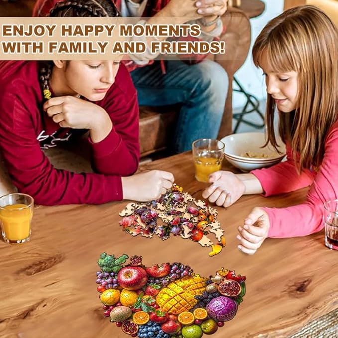 Jigfoxy Wooden Puzzles for Adults, Colorful Fruits Wood Puzzles Adult, Unique Animal Shape Wooden Jigsaw Puzzles for Adults, Birthday Gifts for Puzzle Lovers, Family, Friend (S-8.5 * 8.4in-100pcs)