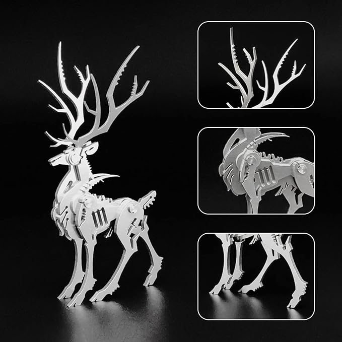3D Metal Model Kits, Mechanical Small Dream Elk 3D Metal Puzzle,Steel Mythology Animal Series DIY Brain Teasers Simple 3D Puzzles Home Decor Art Craft Gifts Toys for Adult