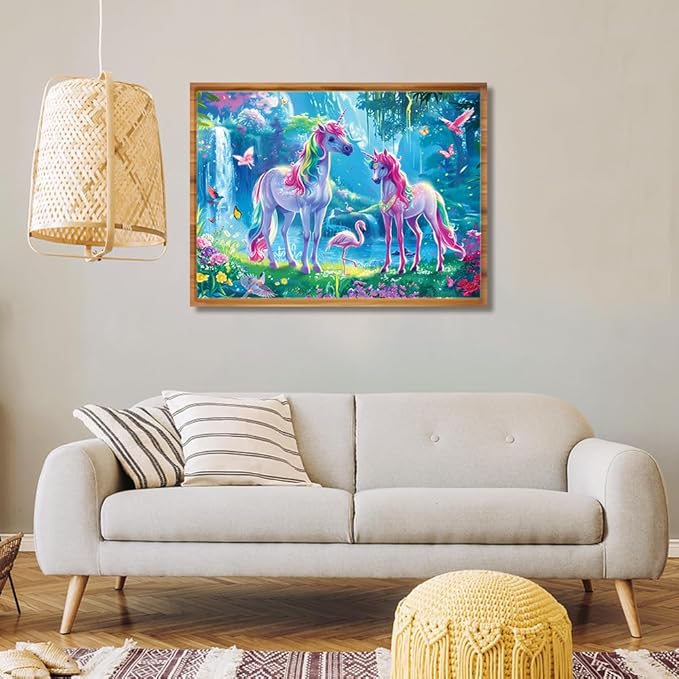 200 Pieces Jigsaw Puzzles for Adults and Teens and Kids Family Happy Games Princess Unicorns World for Girls (Unicorns' Rainbow Play)