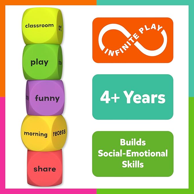 Skillmatics Conversation Cubes for Kids - 8 Foam Cubes for Social-Emotional Learning, Classroom & Back-to-School Supplies, Teacher Resources, Autism Tools, Gifts for Ages 4, 5, 6, 7 and Up