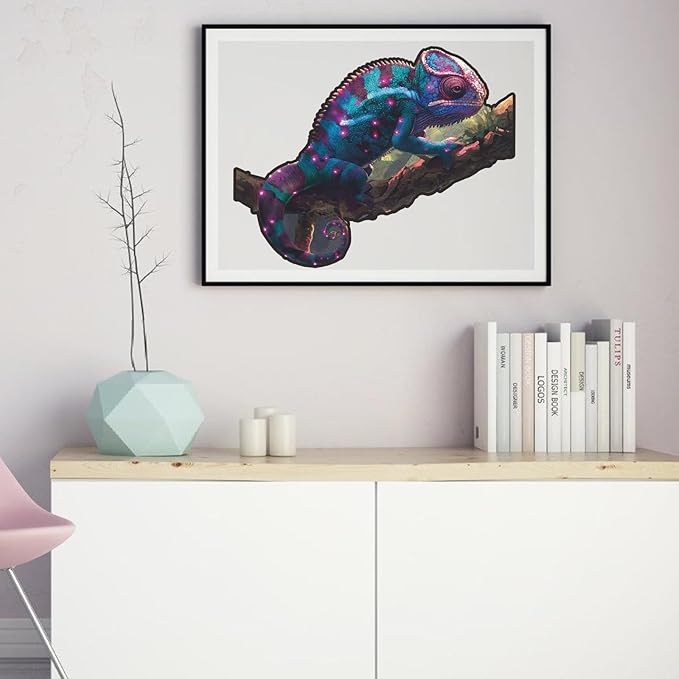 Ruikiyart Wooden Puzzles for Adults, 5MM 500 Pieces Chameleon Jigsaw Puzzles Unique Shapes Lizards Wood Puzzles Gift for Kids and Adults on Birthday, Thanksgiving, Christmas (20.4"x16.1")