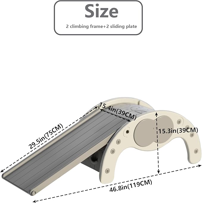 Children's Indoor Climbing Slideway Swing Playground 4-in-1 Function: Slide, Rock Climbing, Balance Board and Cradle Safe and Solid Montessori Toys White（1 Climbing Frame+1 Sliding Plate）