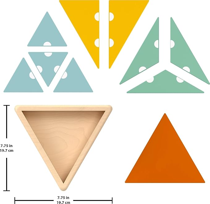 Fisher-Price Wood Montessori Toy Triangle Puzzle, American Montessori Society Seal of Excellence, 10-Piece Wooden Learning Activity & Expert Play Tips for Kids Ages 3+ Years (Amazon Exclusive)