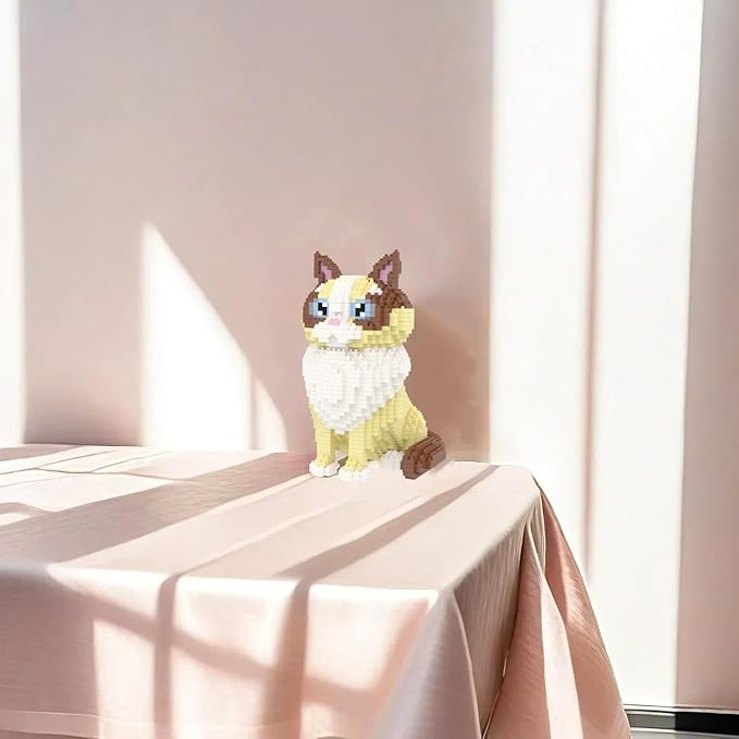 Larcele Cat Micro Building Blocks Animal Set, DIY Mini 3D Building Toy Bricks Kit,1160 Pieces KLJM-05 (Ragdoll)