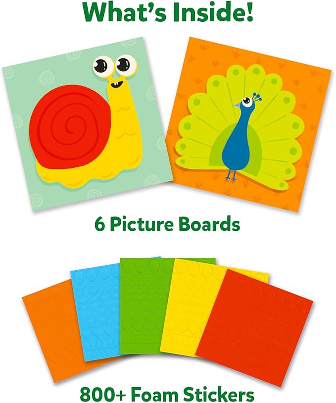 Skillmatics Foam Sticker Art Activity - Animals, Mess-Free Fun for Kids, 800+ 3D Foam Stickers, DIY Felt Craft Kits, Gifts for Boys & Girls Ages 3, 4, 5, 6, 7