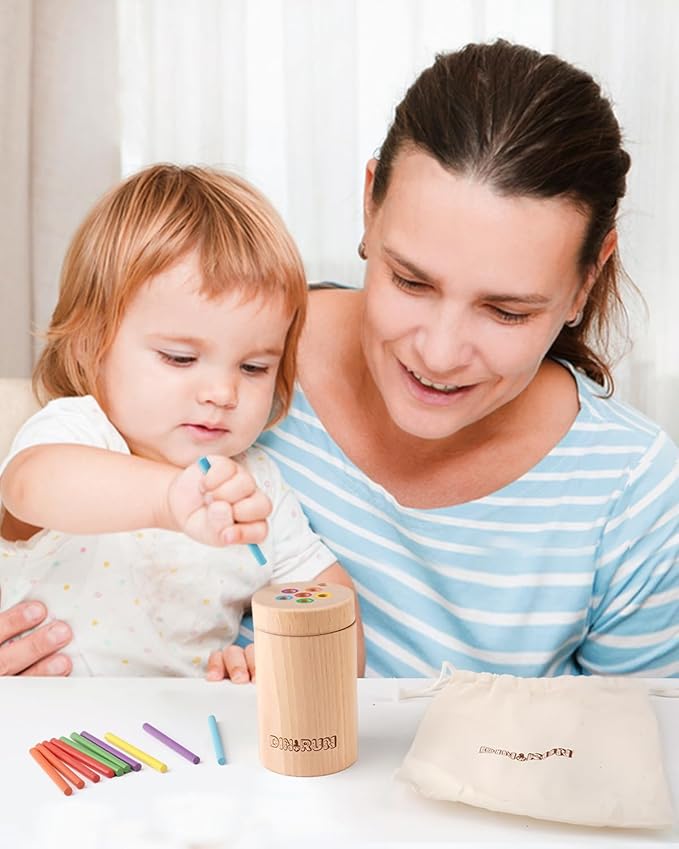 DINORUN Montessori Toys for 2 3 Year Old, Color Matching Fine Motor Toys for Toddlers, Wooden Educational Toys for Boys Girls