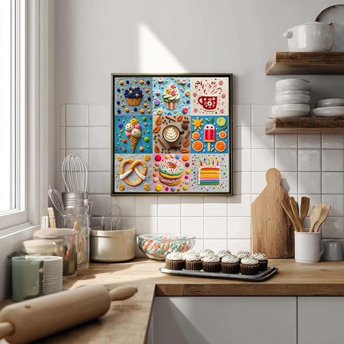 Bgraamiens 1000 Piece Jigsaw Puzzles for Adults – Sweet Life Dessert Grid – Colorful Food Art Puzzle with Cake, Coffee, Candy and Ice Cream – Bright Fun Gift for Relaxation