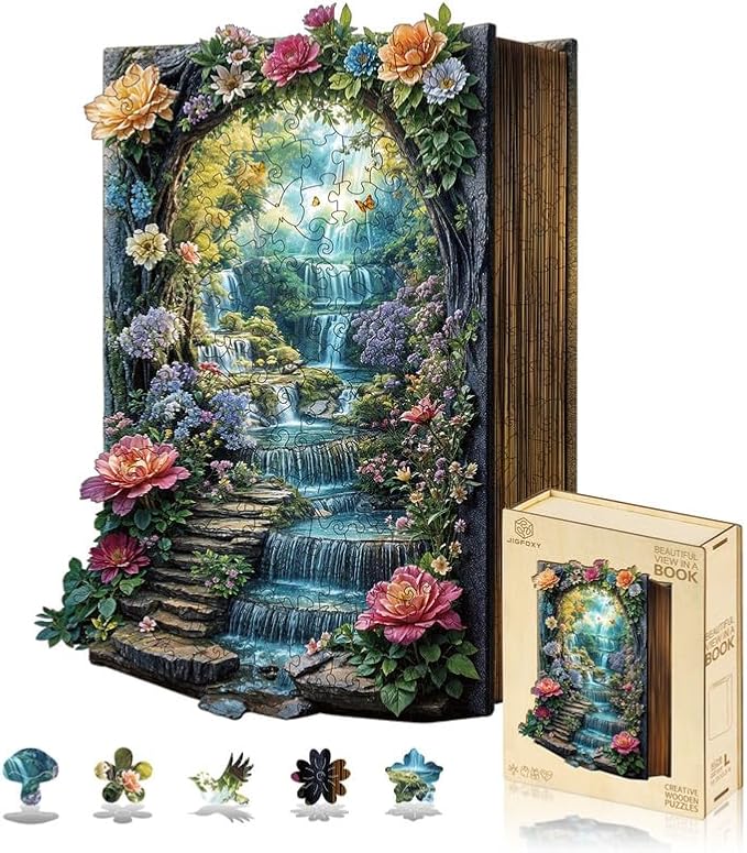 Jigfoxy Wooden Puzzles for Adults, Beautiful Scenes From a Book Wood Puzzles Adult, Unique Animal Shape Wooden Jigsaw Puzzles for Adults, Birthday Gifts for Puzzle Lovers, Family (S-6.3*8.5in-108pcs)