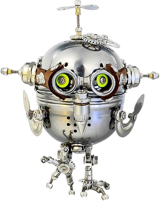 3D Metal Puzzle Kits - 110+PCS DIY Mechanical Steampunk Owl Egg Assembly Model, Creative Desktop Ornament for Adults & Teens