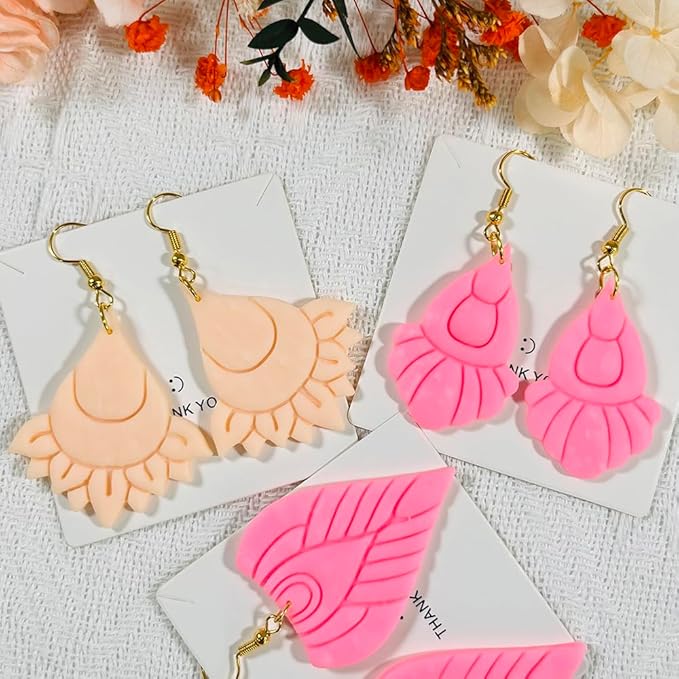 Polymer Clay Cutters Boho Earring Set – 4PCS Mandala Flower & Tribal Clay Cutters for Polymer Clay Jewelry, Clay Earring Cutters and Tools for DIY Craft Making