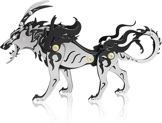 3D Metal Puzzles,3D Metal Puzzle for Adults,Mechanical Model Kit Wolf King Black,Steel 3D Puzzles Stainless Steel Ornaments for Adults Home Decor Art Craft Gifts Toys.