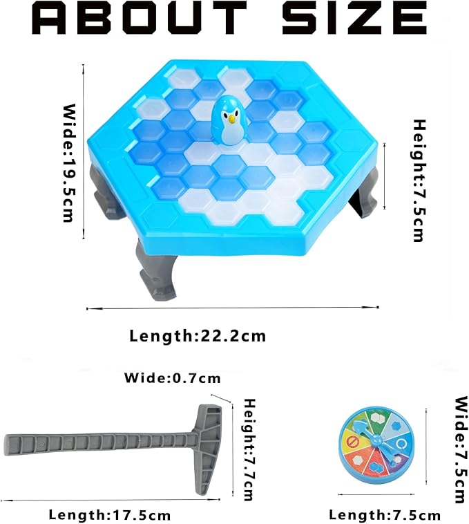 Save Penguin Break Ice Frozen Game for Kids, Meroqeel Protect The Iceberg Penguins Trap on Ice Icebreaker Board Games Toy for Adults Family Childrens Kid Ages 4-8 with Replacement Cubes and Hammer