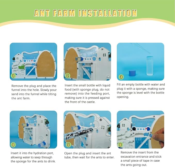 Ant Farm Castle, Sand Ant Colony Observation Kit, Ant Viewing Habitat Science Kit, Educational & Learning Science Kit for Kids, Adults, Student (Yellow)