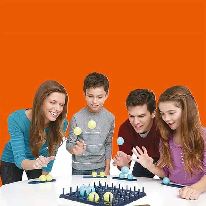 Bounce Ball Parent Child Interactive Party Table Games with 9 Cards with Different Patterns,16 Balls and 1 Game Grid,Kid,Teens and Adults Family Party Game,2-4 Palyers Game