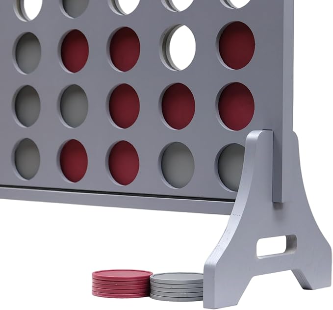 Tailgating Pros Premium Grey Giant Four in a Row with Carrying Case - Jumbo Oversized Outdoor Yard Game - Connect Multiple Pucks in a Row to Win - Many Puck Colors Available!