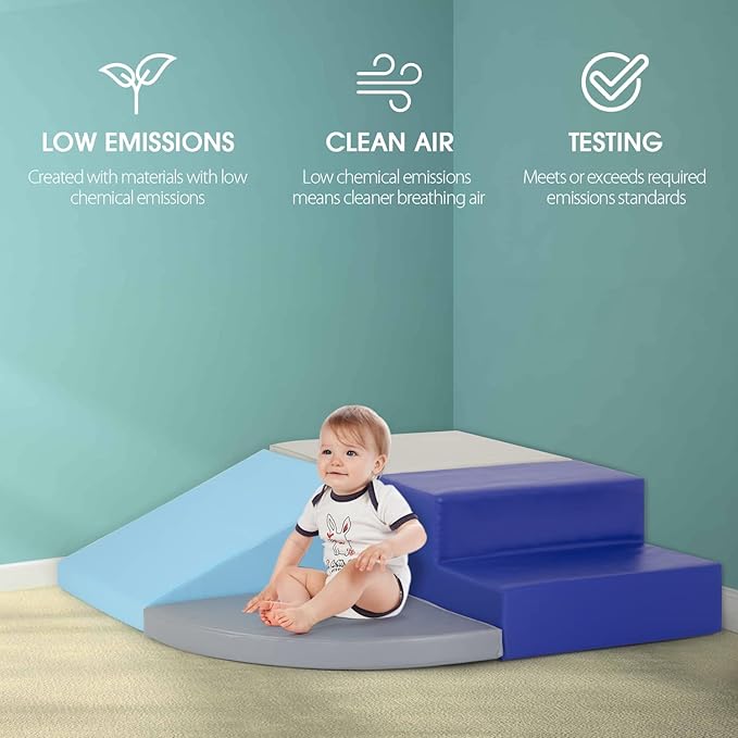 4-Piece Set Climbing Toys for Toddlers 1-3 and Climb Foam Play Set Babies Foam Blocks Toddler Climbing Toys Indoor Baby Climbing Toys Children’s Composite Toy for Crawling Climbing and Sliding