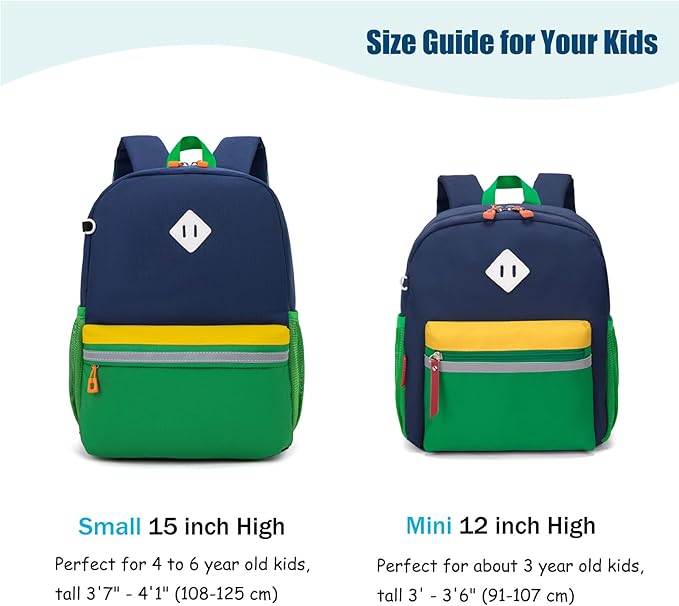 HawLander Little Kids Backpack for Boys Toddler School Bag Fits 3 to 6 years old, 12 inch, Blue Green