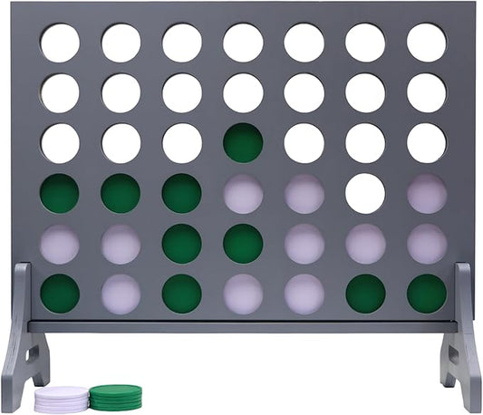 Tailgating Pros Premium Grey Giant Four in a Row with Carrying Case - Jumbo Oversized Outdoor Yard Game - Connect Multiple Pucks in a Row to Win - Many Puck Colors Available!