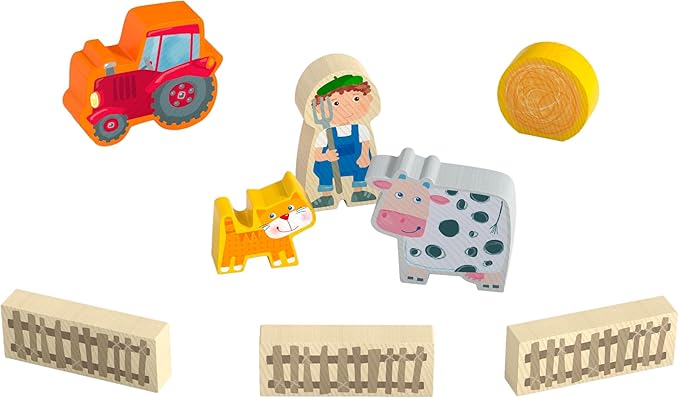 HABA Play World at The Farm Play Set - Barn and Animal Farm Toys for Toddlers 1-3, Toddler Learning Toys, Preschool Animal Figurines, Made in Germany