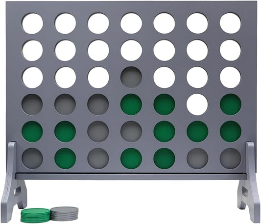 Tailgating Pros Premium Grey Giant Four in a Row with Carrying Case - Jumbo Oversized Outdoor Yard Game - Connect Multiple Pucks in a Row to Win - Many Puck Colors Available!