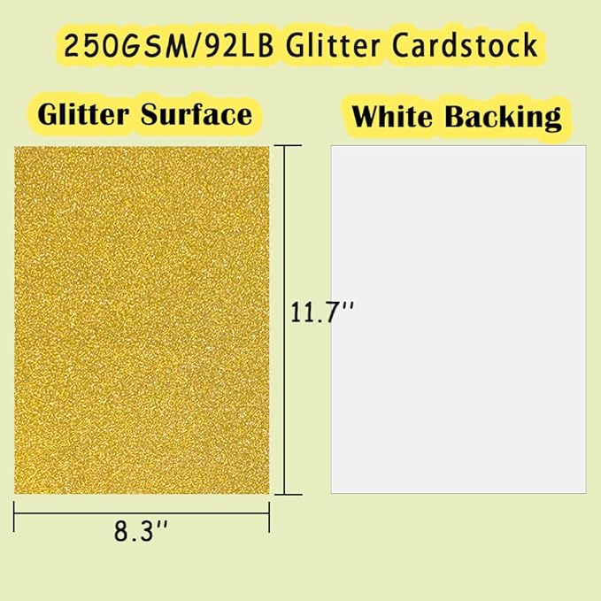 SALEMAR 250 GSM Glitter Cardstock Glitter Paper, 10 Color Sparkling Craft Paper for School, Scrapbook and Craft Projects, 8.3 x 11.7 Inches(Multicolor)