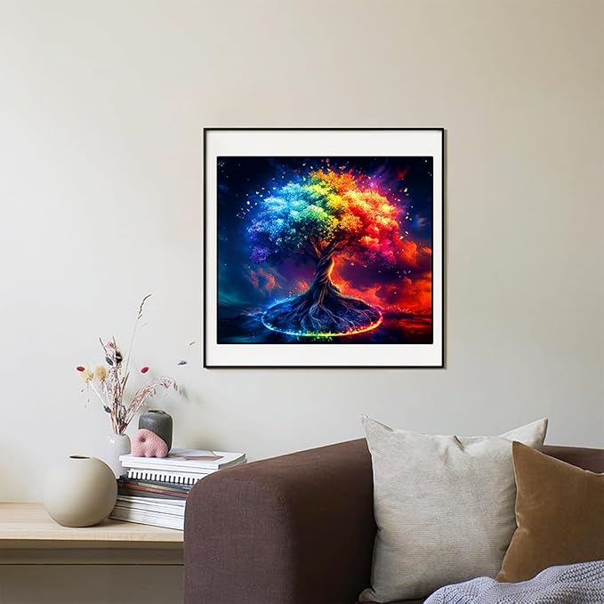 Wooden Jigsaw Puzzle, 200-500 Pieces Unique Shape Animal Puzzle, for Adults & Kids, Birthday Gift Family Game, Decorative Puzzle, Unique Gift (Rainbow Tree, 500 PCS)